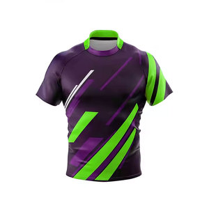 Ensemble de maillot de rugby imprimé en polyester grande taille, personnalisable avec logo d'équipe et numéro de joueur, vêtements de sport respirants et anti-humidité - Product Image 3