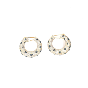 ต่างหูเพชรธรรมชาติที่มีสไตล์14kt สีเหลืองทองเคลือบสีดำในเพชร VS Si ความบริสุทธิ์ของเพชร - Product Image 5