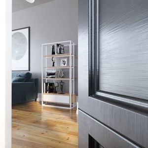 Estante Decorativo de Bambú y Madera con Marco de Hierro 80x34x150cm, Decoración para Hogar y Oficina, Plegable, Diseño Flotante - Product Image 2