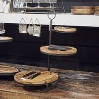 Spiegel Gepolijst Metalen Pizza Serveerstandaard Groot Zilver Roestvrij Staal 3 Tier Houten Basis Bruidstaartstand Elegant Servies