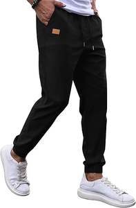 Pantalons de jogging cargo décontractés pour hommes, mi-couleur, avec cordon de serrage, en laine peignée, doublure en molleton 100% coton, séchage rapide, pour la randonnée - Product Image 5