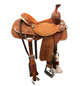 牛革トレーニングワークレイニングトレイルウエスタンレザーサドル競馬サドルカスタムサイズ - Product Image 4