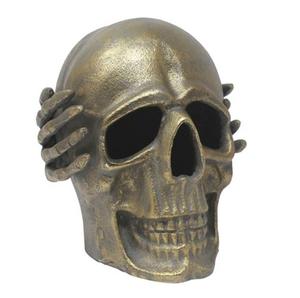 Statue de crâne gothique en métal, squelette écologique, décoration d'intérieur d'horreur pour Halloween, installation sur table, vente en gros, porte-bougie. - Product Image 3