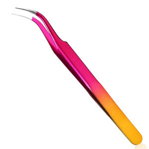 Women's Custom Color Coated Stainless Steel Eyelash Tweezers Pointed Slanted <b>Makeup</b> Beauty Accessories for Lash Extensions - Product Image 6