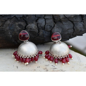 ต่างหูแบบวงกลมขนาดใหญ่ ดีไซน์ใหม่แบบดั้งเดิม ทำด้วยมือ ลักษณะคล้ายเงิน ประดับด้วยหิน สำหรับเด็กผู้หญิงและผู้หญิง - Product Image 4