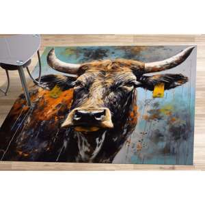 Tapis imprimé charmant : Tapis motif vache, Décoration de ferme, Tapis antidérapant, Tapis à poils doux - Product Image 4