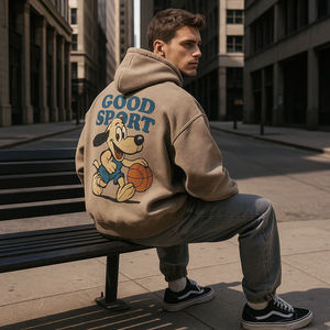 Sudadera con capucha de otoño ecológica con estampado gráfico pesado de gran tamaño Vintage para hombre, ropa de calle personalizada, Jersey OEM Retro Hip Hop - Product Image 1