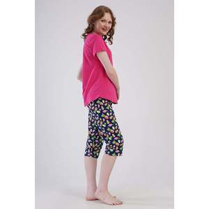 Ensemble de vêtements pour femmes P.SUPREM O YAKA KISA KOL ETEGI OVAL KAPRI - FUSYA - FUSYA - Product Image 2