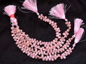 Opale rose naturelle à facettes en forme de poire Briolette perles de pierres précieuses en vrac brins 6x8mm perles de pierre rose pour la fabrication de bijoux de l'Inde - Product Image 2