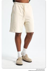 2025 nouveau poids lourd 100% coton hommes Shorts grands garçons Style décontracté couleur unie épais et respirant coupe ample tricoté cordon - Product Image 5