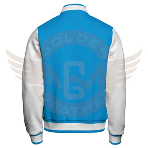 Varsity แจ็คเก็ตผ้าฝ้าย100%,โพลีเอสเตอร์สีทึบปักลาย - Product Image 3