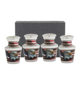 โกศขนาดเล็กสําหรับเถ้ามนุษย์ ผู้ใหญ่ชายหรือหญิง | ชุดโกศขนาดเล็กตกแต่งธงชาติอเมริกา 4 ชิ้นสําหรับทหารเก่าหรือรักชาติ - Product Image 1