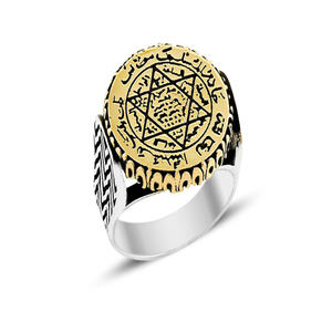 Anello da uomo placcato oro con motivo Seljuk, design mistico e impressionante, argento sterling 925, 14g - Product Image 2