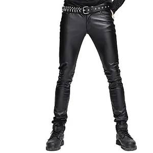 กางเกงหนังเทียมสำหรับผู้ชายกางเกงวิ่งออกกำลังกายสีเหลืองธรรมดากางเกงทำงานแบบลำลองสำหรับ2025 - Product Image 2