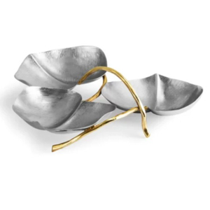 Ensemble de trois bols de luxe pour orchidée de qualité supérieure Design fabuleux Bol de service à salade en acier inoxydable avec noix pour les fêtes - Product Image 4