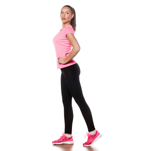 Camiseta Rosa de Mujer, Manga Corta, Cuello Redondo, Tejida, Transpirable, de Secado Rápido, Informal, Deportiva - Product Image 3