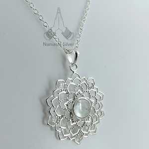 Handmade Crown Chakra Crystal Pendant Sterling <b>Silver</b> <b>Necklace</b> Spiritual Meditation Yoga Healing Jewelry Crystal <b>Necklaces</b> - Product Image 5