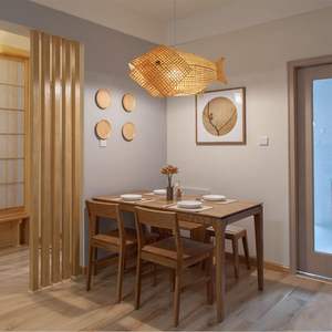 Lampe suspendue en bambou faite à la main en forme de poisson |   Lampe suspendue créative en forme d'animal tissé pour restaurant, salon de thé - Product Image 3