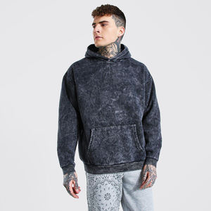 Fabricantes de ropa Sudaderas de lavado ácido personalizadas Sudadera con capucha desgastada Oversized Boxy Fit Cropped Street Wear Sudaderas con capucha para hombres - Product Image 1