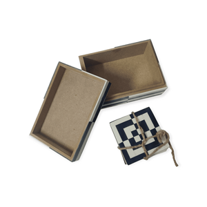 Black White Inlay MDF Square <b>Box</b> Lid <b>Music</b>-Style Photo Frame Design Home Decoration Holiday Gift Storage Factory Price - Product Image 3