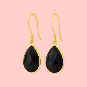 Pendientes de tuerca de ónix negro de Plata de Ley 925 creativos hechos a mano, ajuste de bisel geométrico Vintage, joyería de fiesta fina india para mujer - Product Image 2