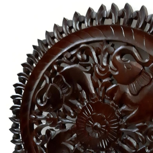 Hand Carved Wall Art <b>Decor</b> Wall Hangings Sculpture Carved Wooden Round <b>Panel</b> Home Accent Room Wall <b>Decoration</b> Walnut Finish - Product Image 5