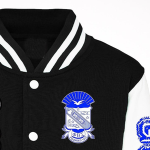 Phi Beta Sigma 1914แจ็คเก็ตตัวอักษรทีมชีวิตชาวกรีกเสื้อผ้าพี่น้องสีฟ้าสีขาวแพทช์ย้อนยุคแจ็คเก็ตวิทยาลัย - Product Image 4