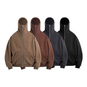 Sweat-shirts à capuche zippés intégraux personnalisés coupe ample, broderie 3D, 400 g/m² épais, logo personnalisé pour hommes - Product Image 2