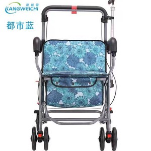 Kangweichi <b>Folding</b> Shopping <b>Walker</b> Four Wheel Senior Mobility Aid Urban Blue - Product Image 2