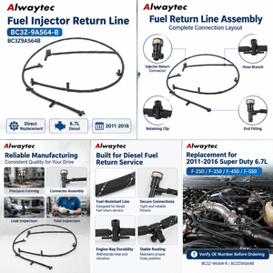 Kit de tuyau de retour d'injecteur de carburant BC3Z9A564B BC3Z-9A564-B pour <span class=keywords><strong>Ford</strong></span> F250 - F550 Super Duty 6.7L Powerstroke Diesel 2011-2016 - Product Image 2