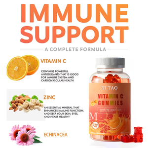 Gommes à la vitamine C naturelle pour la défense immunitaire et la santé de la peau en période de froid, sans sucre, véganes, à croquer, pour hommes et femmes, halal - Product Image 2