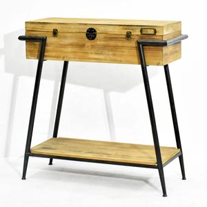 Luckywind-muebles decorativos modernos para el hogar, mesa lateral <span class=keywords><strong>de</strong></span> madera, pies y maletero, con armario <span class=keywords><strong>de</strong></span> hierro antiguo para sala <span class=keywords><strong>de</strong></span> estar - Product Image 3