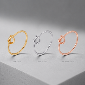 18K Rose Gold Plated 316L Stainless Steel <b>Thin</b> Band Love Knot <b>Ring</b> Hypoallergenic Minimalist Smooth Polished Stackable Women - Product Image 2