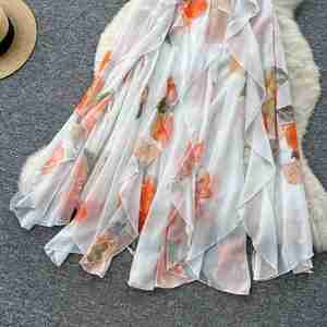 Vestido Midi Casual de Verano 2025 Estilo Y2K con Cuello Halter Asimétrico y Volantes de Encaje para Mujer - Product Image 3