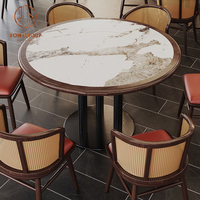 Meubles de restaurant modernes en bois et marbre pour café commercial, sièges de banquette, canapé carré, table, chaises, ensemble pour café