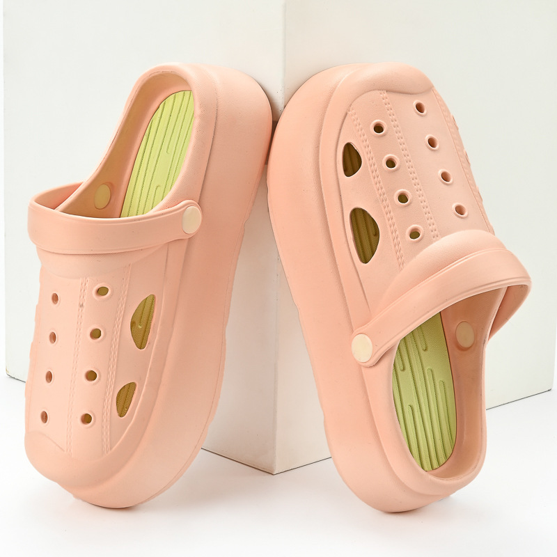 Ladies Outdoor Platform EVA Upper Clogs Slippers Beach Slides Custom Logo Hole Shoes Women