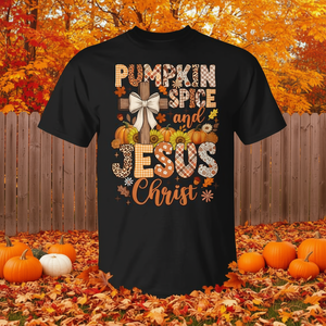 Camiseta cristiana de otoño con diseño de calabaza y Jesucristo - Product Image 3