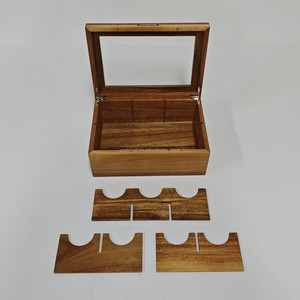 Boîte de rangement à thé en bois d'acacia à 6 compartiments avec logo personnalisé, boîte organisatrice de sachets de thé en bois de luxe avec fenêtre transparente - Product Image 6