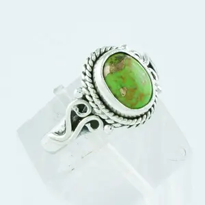 Beautiful Green Copper Turquoise Stone Handmade 925 Sterling Silver Ring Wholesaler India