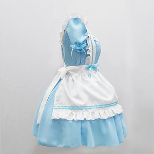 Disfraz de sirvienta de anime Miracle Nikki para mujer, talla grande, vestido Lolita, traje de cosplay, diseño con volantes en azul y blanco - Product Image 3