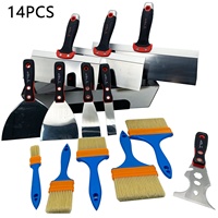 Ensemble de 14 Spatules en Acier Inoxydable avec Brosses, Grattoir, Couteau à Bande de Plâtre et Bac à Mastic, Outils de Réparation Murale