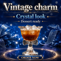Verre à dessert moderne et minimaliste en verre trempé avec nœud décoratif, idéal pour crème glacée, flocons d'avoine, petit-déjeuner, pudding, parfait et smoothie