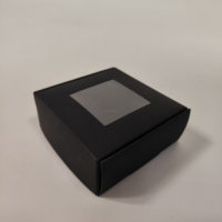 Coffret Cadeau Rigide en Papier Kraft Recyclé Noir Premium Vintage avec Fenêtre Transparente, Emballage d'Exposition Fait Main pour Supermarché