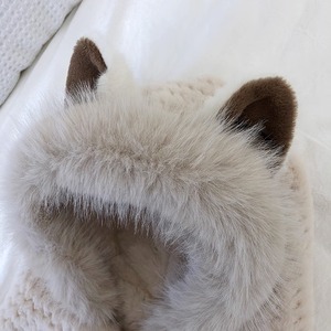 หมวกผ้ากำมะหยี่มีหูจิ้งจอกสำหรับผู้หญิง, ใหม่2025ผ้าพันคอผ้าพันคอให้ความอบอุ่นพร้อมผ้ากำมะหยี่หนาชุดสองชิ้นหมวกบีนนี่แบบลำลองทันสมัยสำหรับฤดูหนาว - Product Image 6