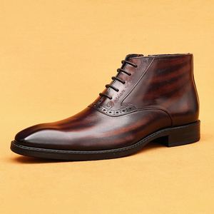 Chaussures de mariage pour hommes en cuir véritable, style britannique, à lacets, bout pointu, bottines habillées légères et élégantes - Product Image 6