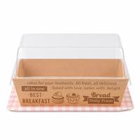 Boîte d'emballage jetable et recyclable en carton ivoire pour sushi, sandwichs, gâteaux, avec couvercle télescopique, impression personnalisée pour boulangerie et charcuterie