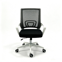 Chaise de bureau pivotante en maille la moins chère, cadre blanc, chaise de personnel, chaise d'ordinateur rotative