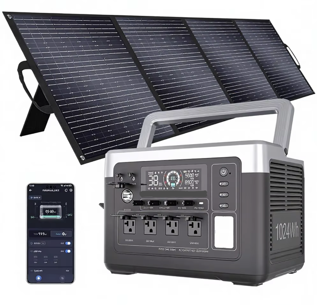 Portable Power Station 1800W Lithium Ion Power Station 200W Solar Panel 1024Wh 4 AC Outlets (3600W Peak) 1200W Fast Charging