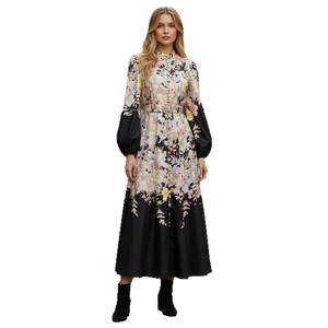 En stock 2026 <span class=keywords><strong>Robe</strong></span> longue à <span class=keywords><strong>taille</strong></span> empire, motif floral, col montant classique, manches lanternes, boutons décoratifs sur une seule rangée, ourlet large - Product Image 6