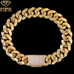 Bracciale Cubano da <span class=keywords><strong>Uomo</strong></span> Placcato Oro 14k 18k per Uso Quotidiano, 8-22mm, in Ottone <span class=keywords><strong>e</strong></span> Zirconi, Catena Miami Cuban Link, Gioielleria Fine - Product Image 1